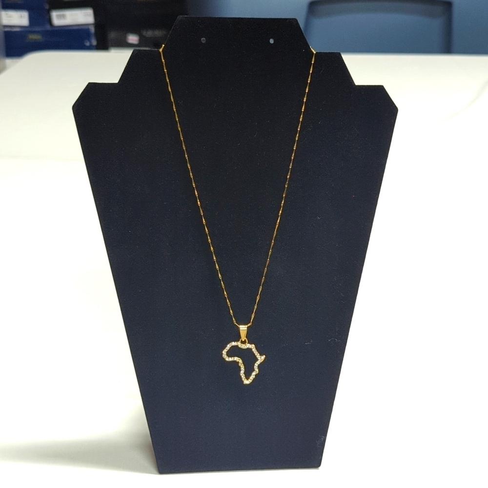 Gold plated Africa map necklace.